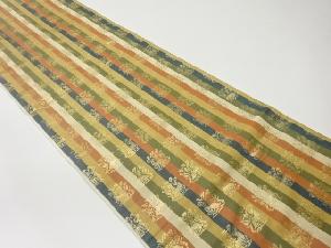 縞に角倉文模様織出し全通袋帯